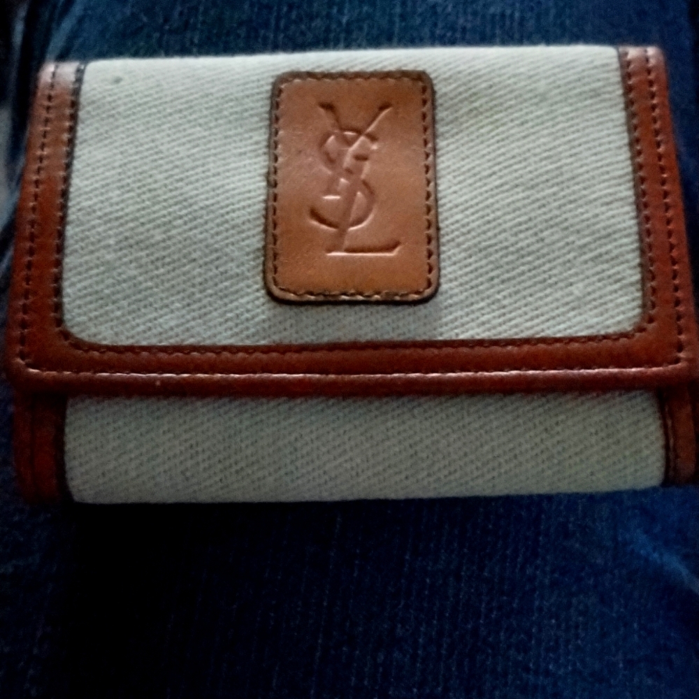 YSL Leather trimmed canvas key case